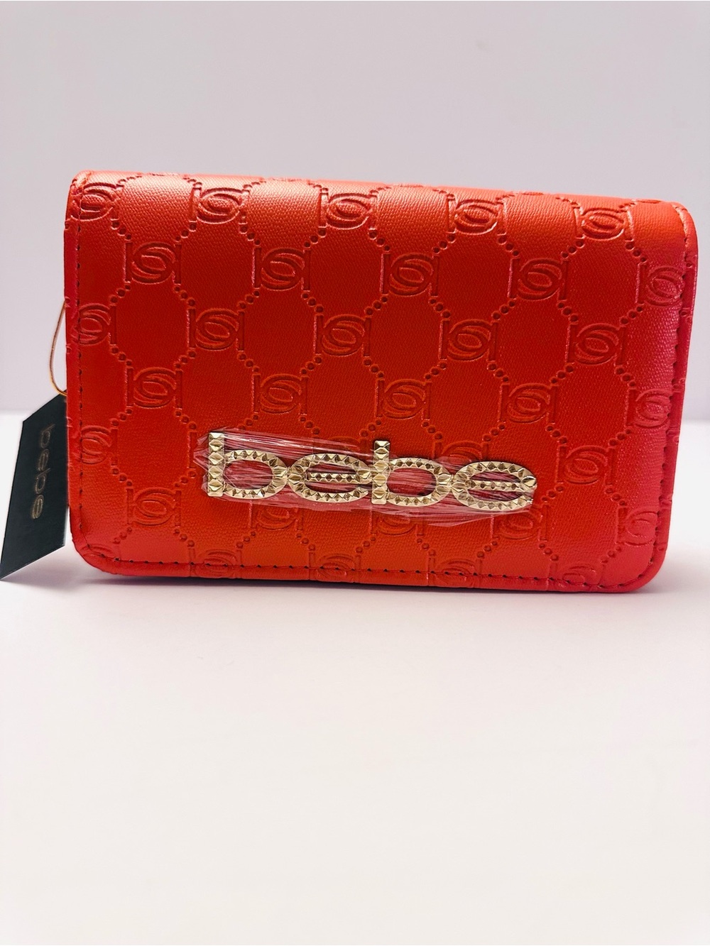 NWT Bebe Sunset Coral Crossbody — Logo Embossed Faux Leather